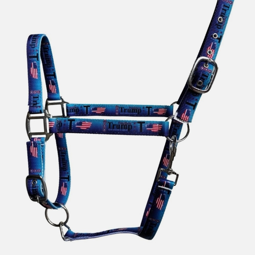 Blue and Red Trump Adjustable Horse Halter